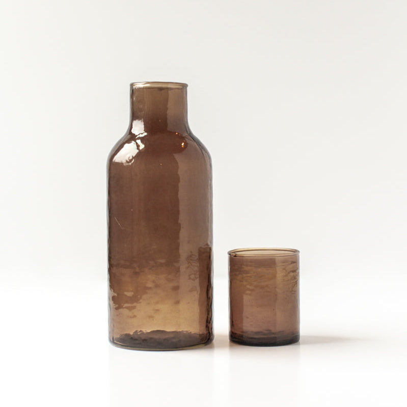 Handblown Hammered Glass Carafe +Cup-6