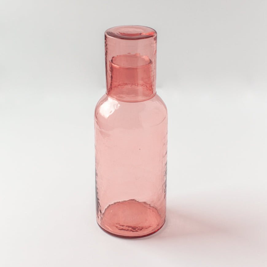 Handblown Hammered Glass Carafe +Cup-3