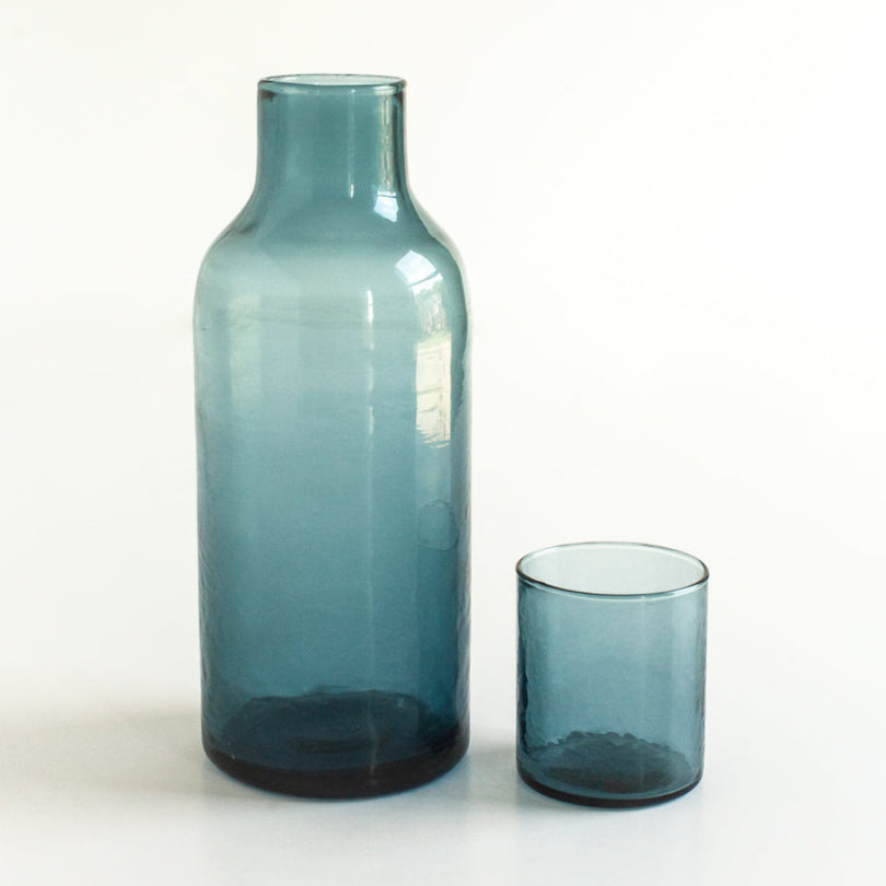 Handblown Hammered Glass Carafe +Cup-7