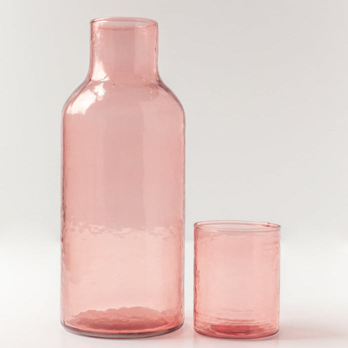 Handblown Hammered Glass Carafe +Cup-0