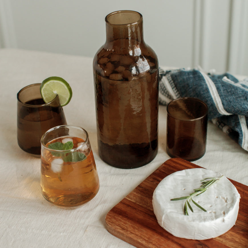 Handblown Hammered Glass Carafe +Cup-2