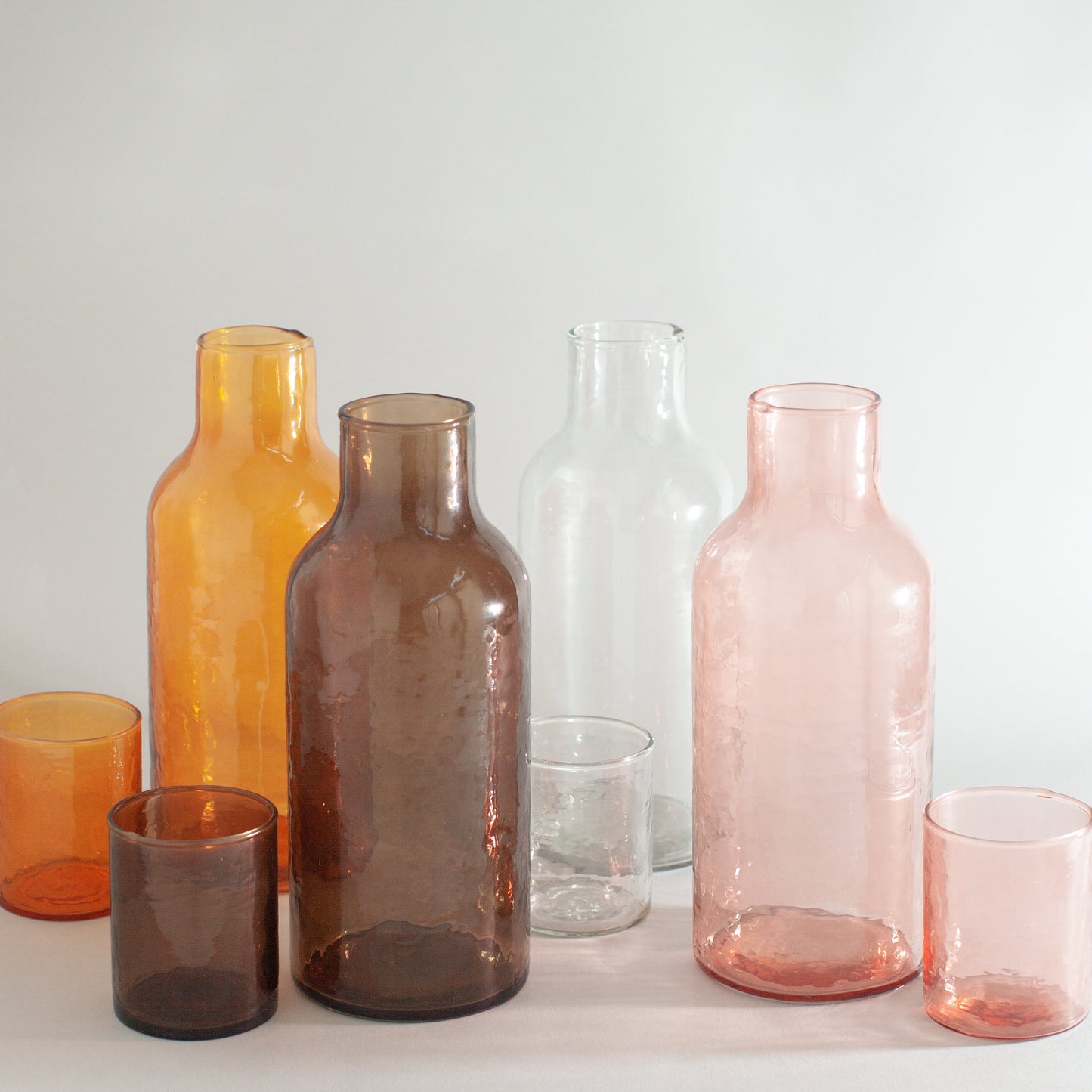Handblown Hammered Glass Carafe +Cup-1