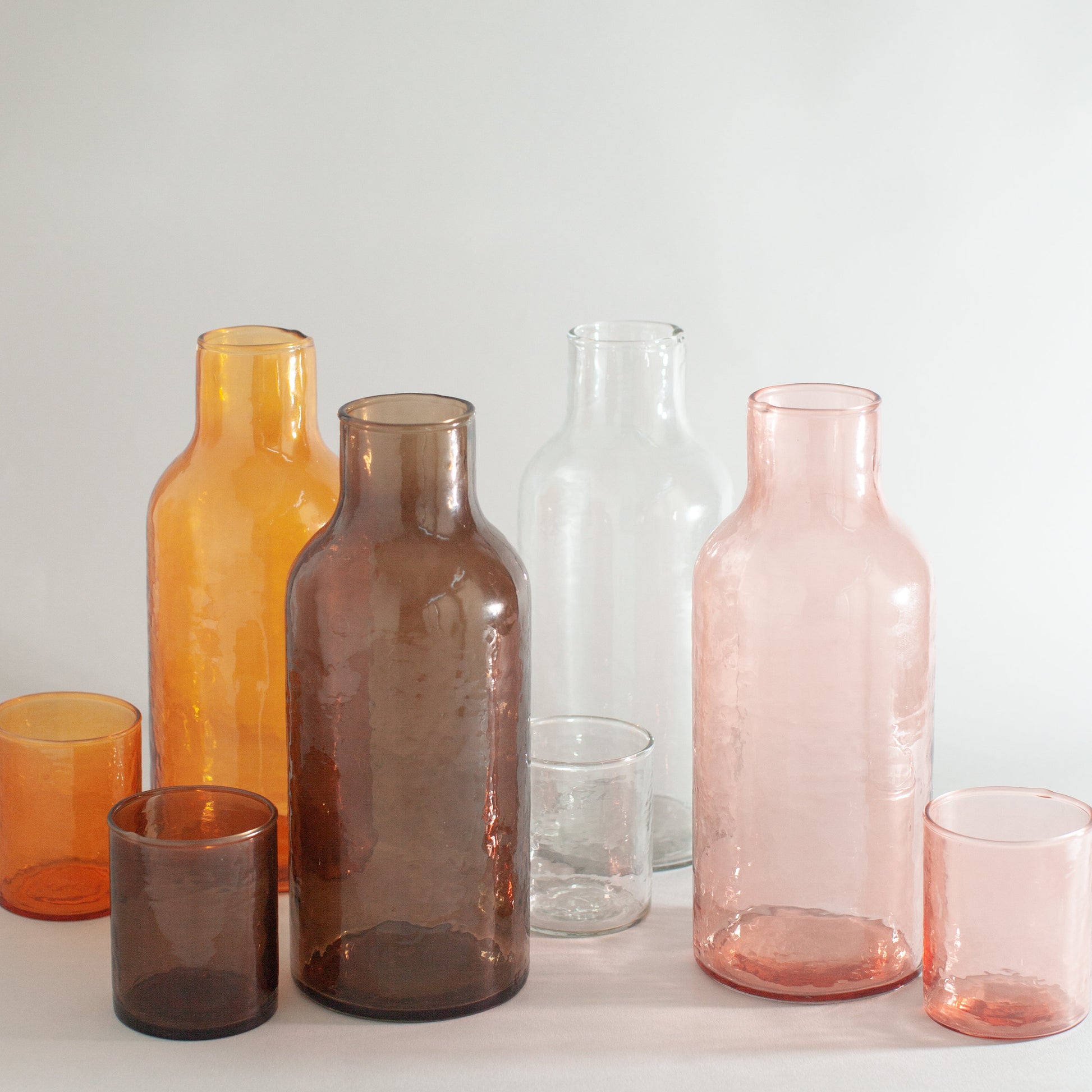 Handblown Hammered Glass Carafe +Cup-1