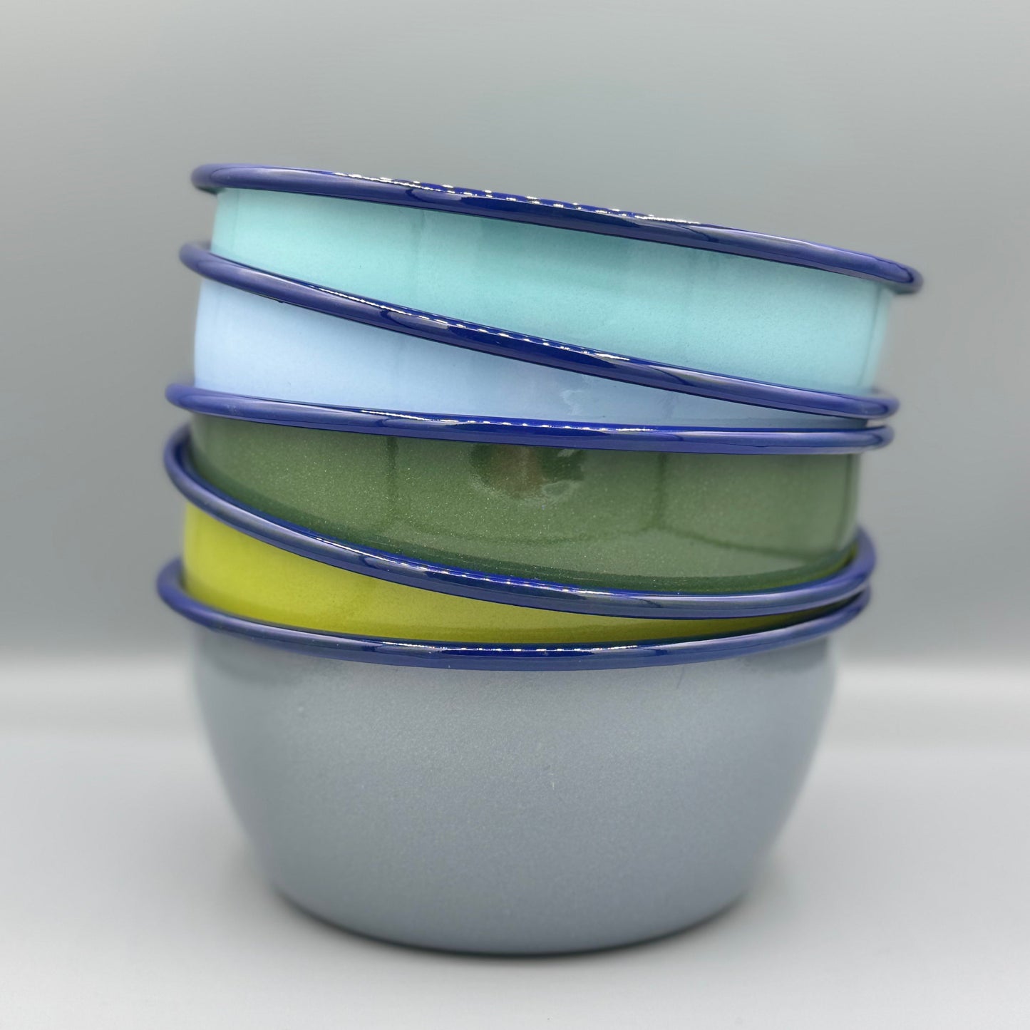 Enamel Bowl with Colourful Rim-0