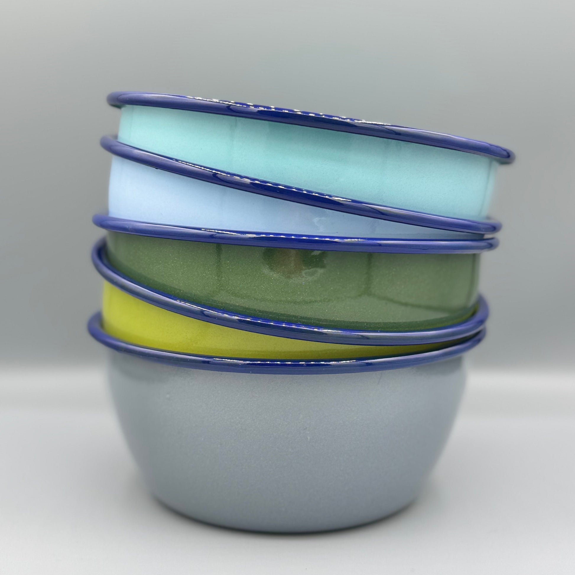 Enamel Bowl with Colourful Rim-0